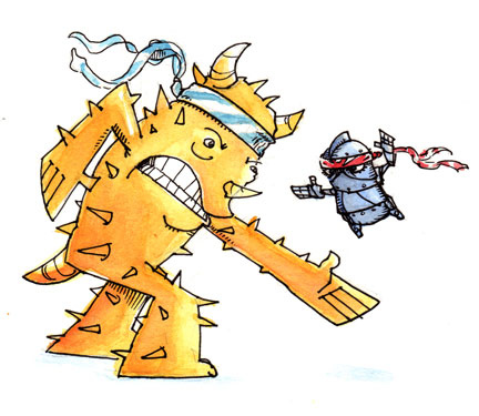 Robots Smacking Monsters In The Puss